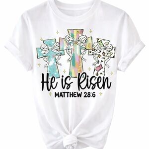 Women's 'He is Risen' Graphic Tee - White